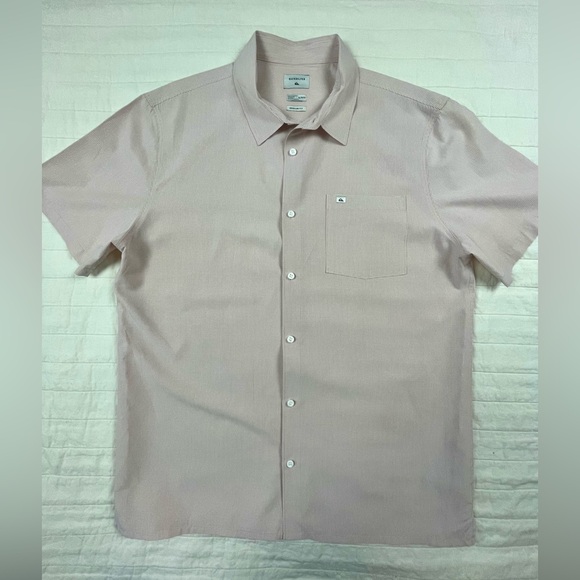 Quiksilver Peachy Tan Pin Check Casual Button Down Shirt XL - Picture 1 of 9
